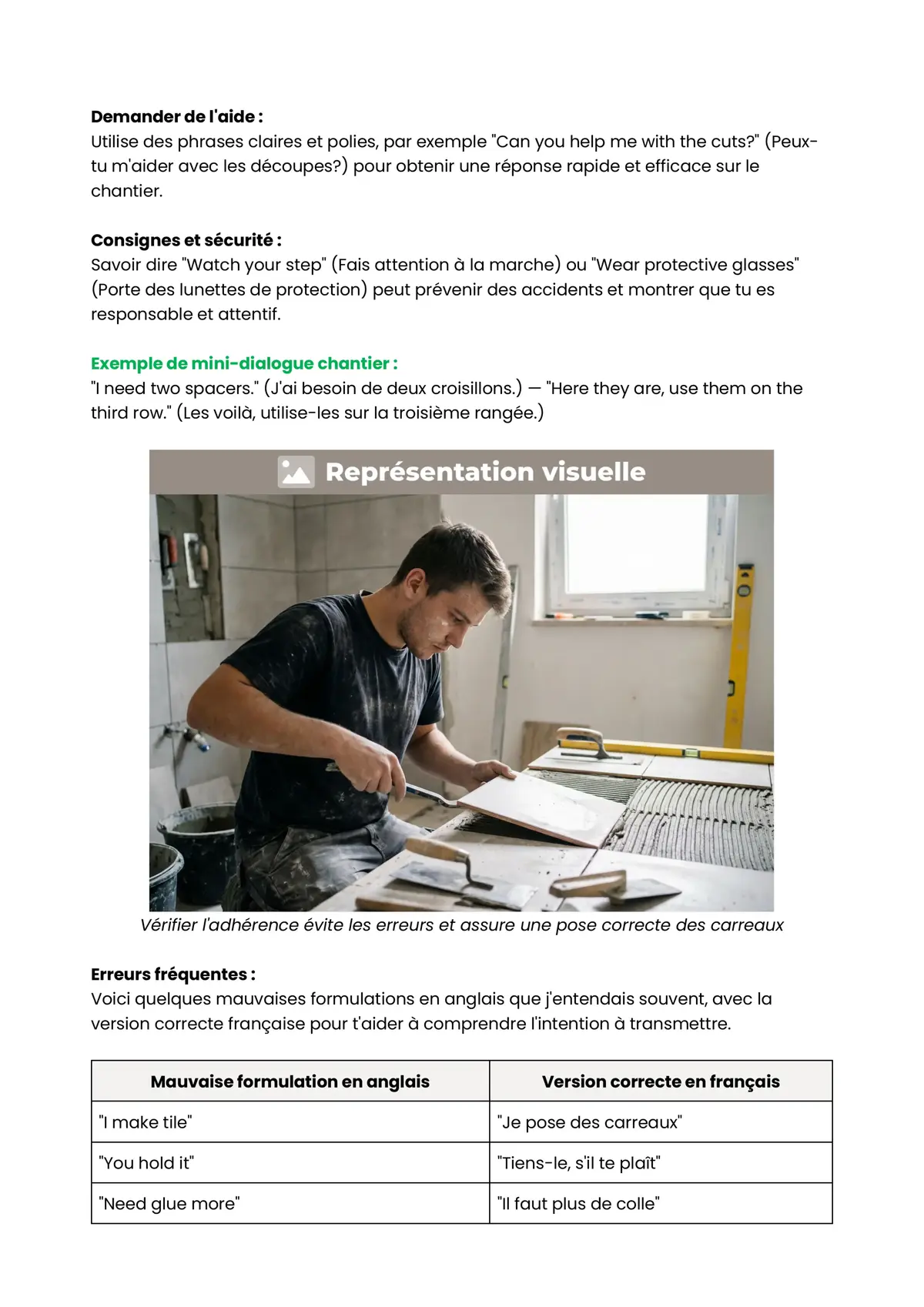 Example Fiche de Révision CAP Carreleur